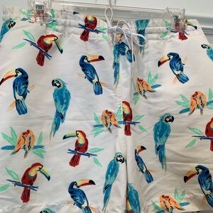 Chubbies Parrot Print Swim Trunks - White and Blue